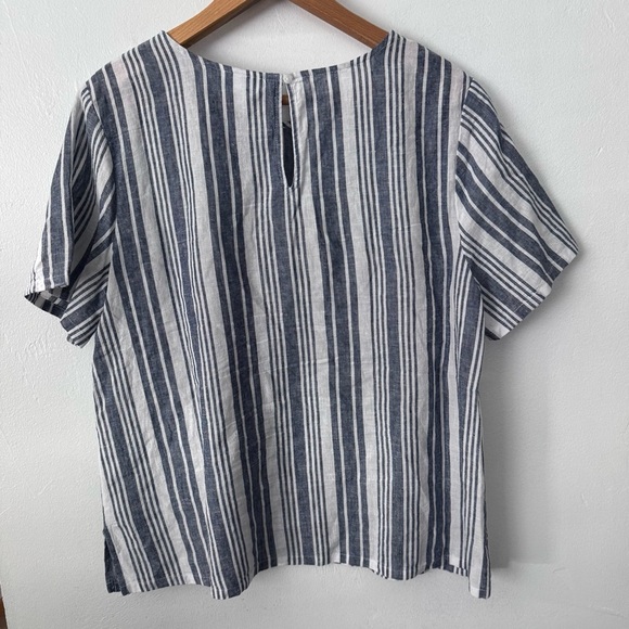 Liz Claiborne blue and white striped linen top Size Large - Picture 5 of 5